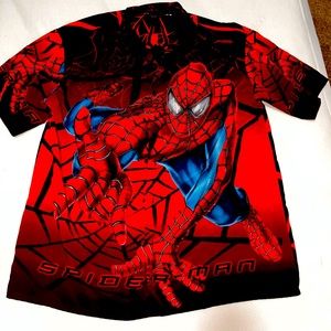 Vintage SPIDER-MAN 2002 all-over print button-up shirt Large rare Marvel Sony
